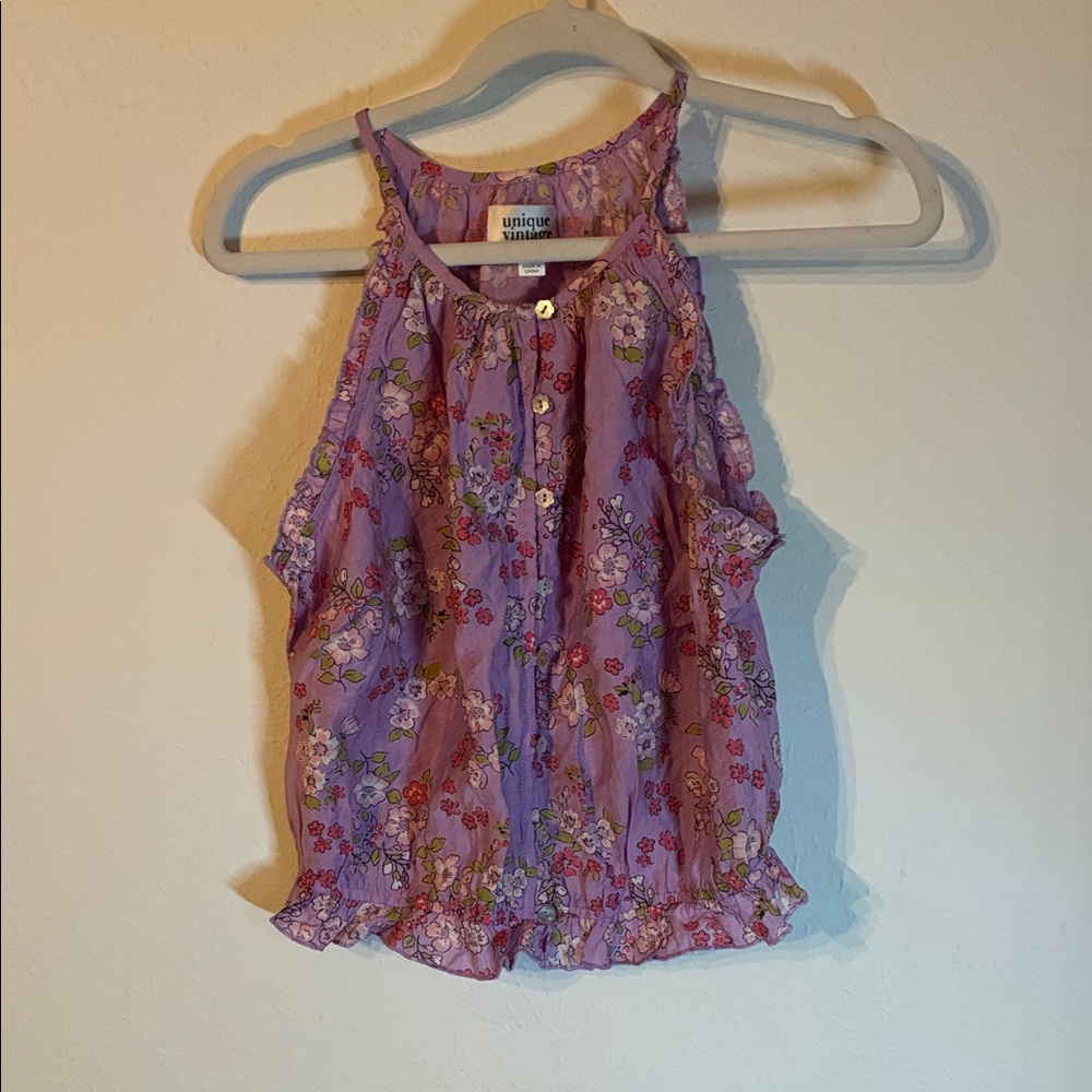 Unique Vintage Lavender Floral Halter Blouse